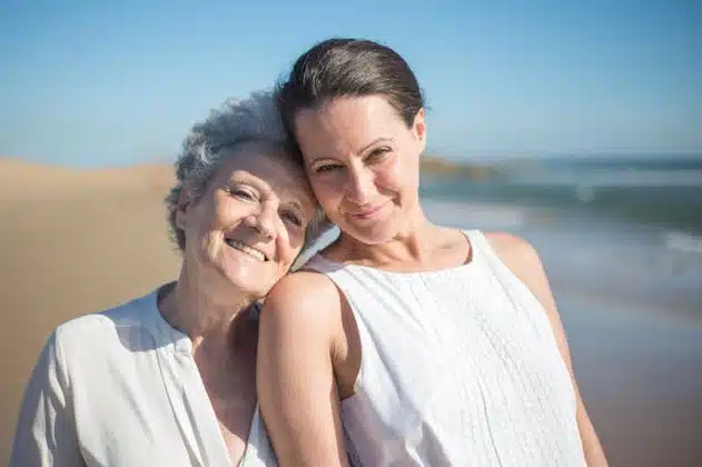 Elderly mother and daughter