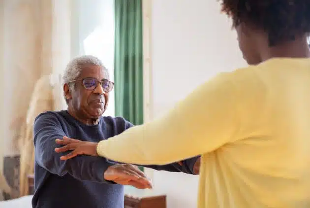 home caregiver helping client